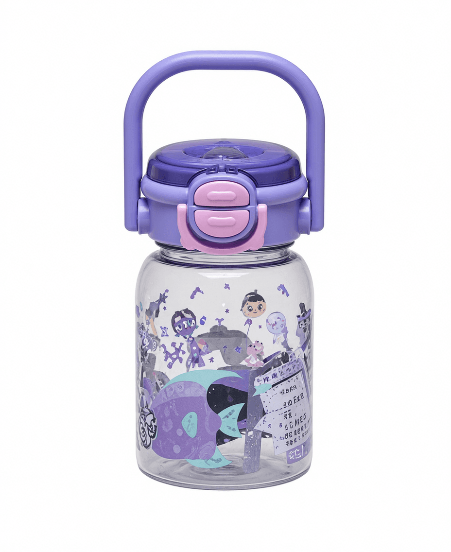 Kids Purple Cartoon Water Bottle 600ml